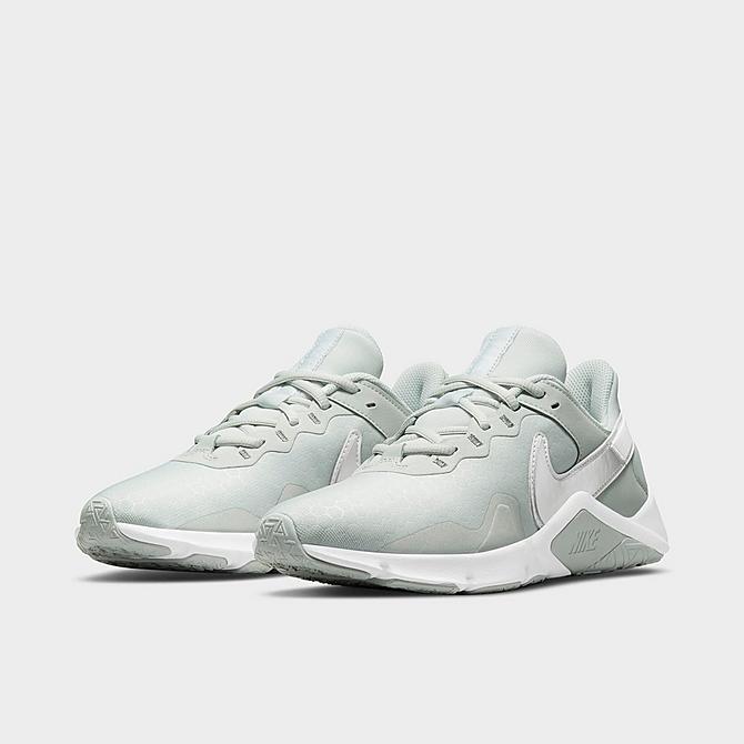 Three Quarter view of Women's Nike Legend Essential 2 Training Shoes in Photon Dust/White/Grey Fog/Metallic Silver Click to zoom