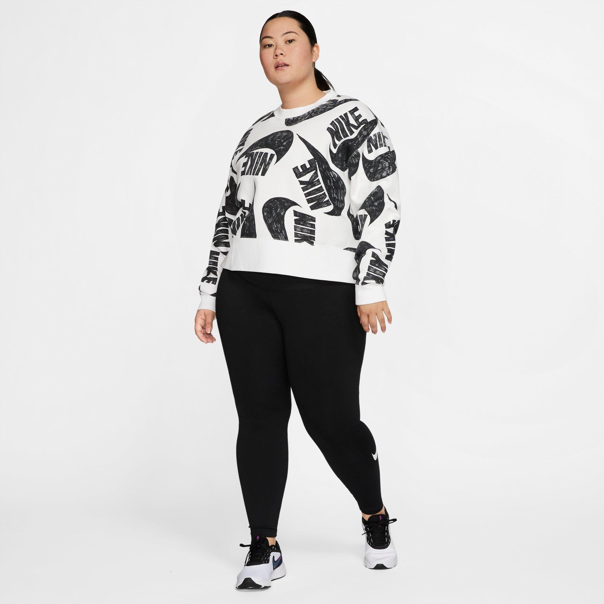 nike all over print swoosh crew sweatshirt femme