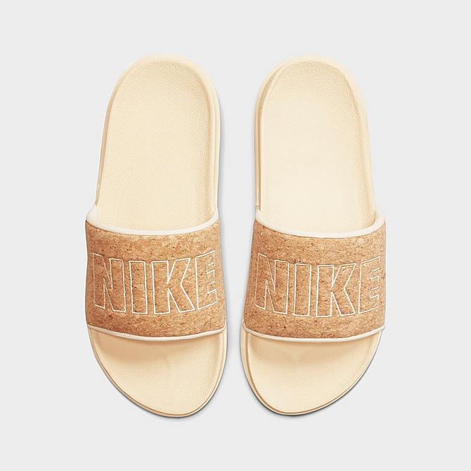 Back view of Women's Nike OffCourt SE Cork Slide Sandals in Pearl White/Pearl White Click to zoom