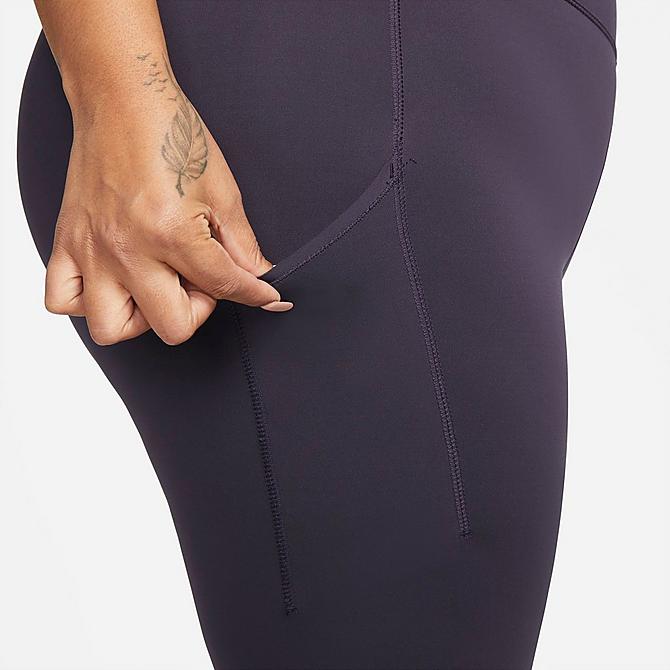 Back Right view of Women's Nike Epic Lux Running Tights (Plus Size) in Cave Purple/Reflective Silver Click to zoom