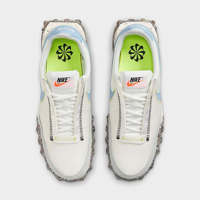 Back view of Women's Nike Waffle Racer Crater Casual Shoes in Summit White/Aluminum/Light Lemon Twist Click to zoom