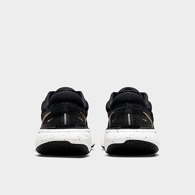 Left view of Women's Nike ZoomX Invincible Run Flyknit Running Shoes in Black/Sail/Metallic Gold Click to zoom