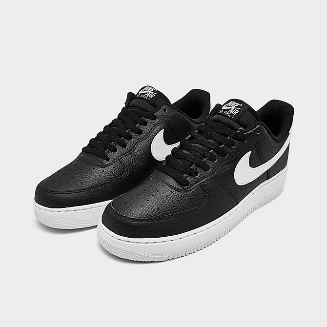 Three Quarter view of Men's Nike Air Force 1 '07 Casual Shoes in Black/White Click to zoom