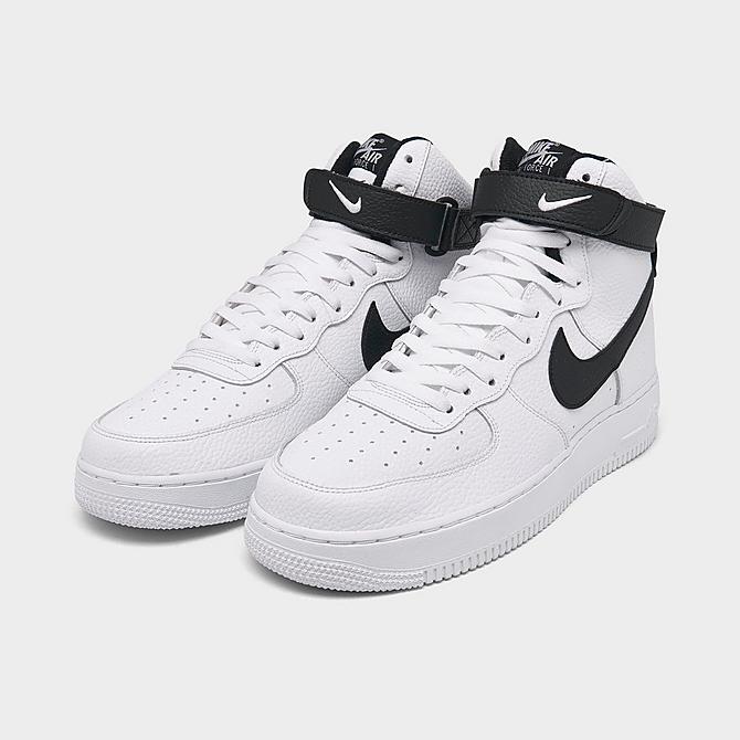 Three Quarter view of Men's Nike Air Force 1 High '07 Casual Shoes in White/Black Click to zoom