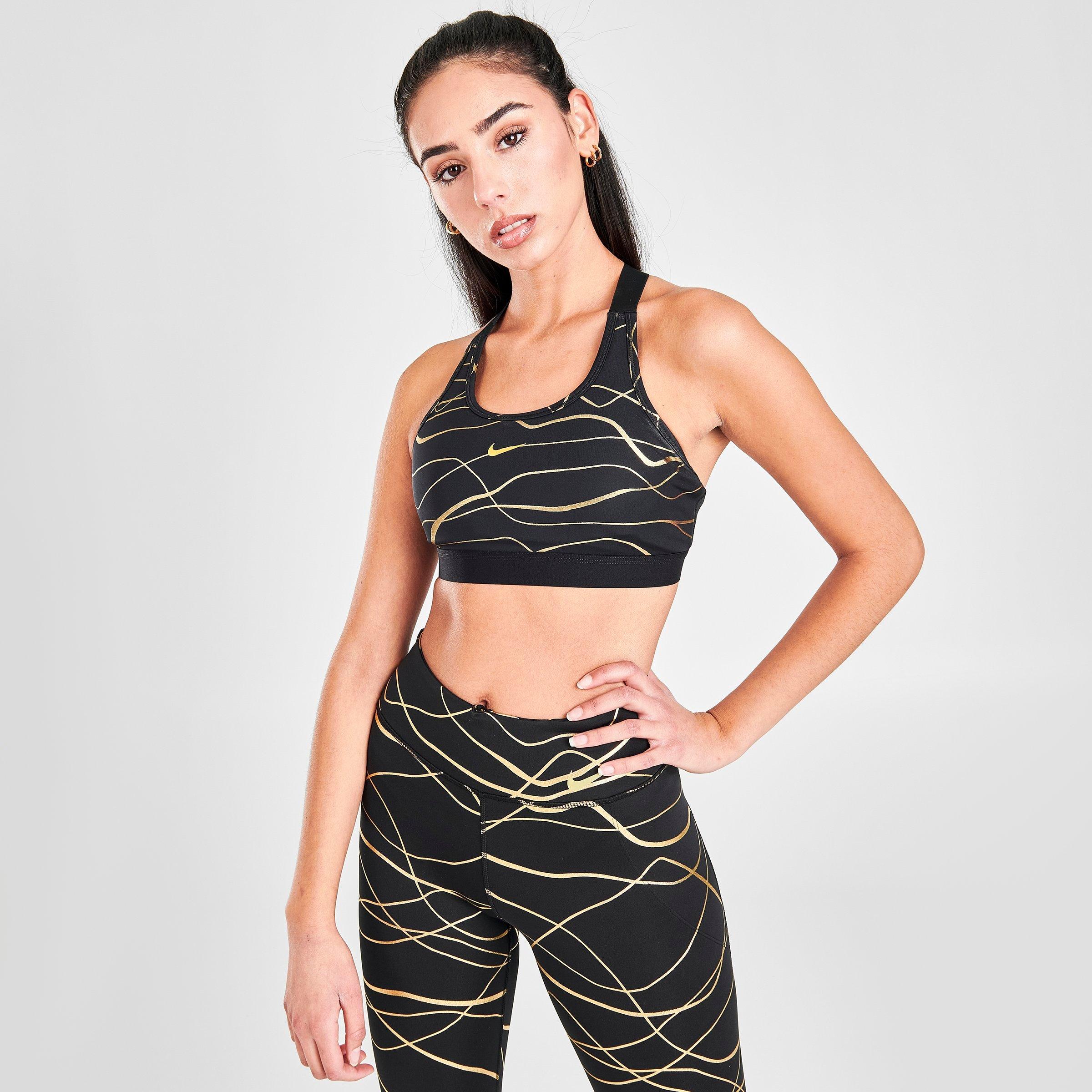 nike black and gold crop top
