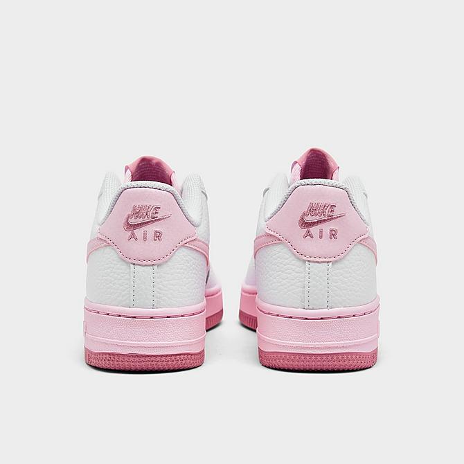 Left view of Girls' Big Kids' Nike Air Force 1 Low Casual Shoes in White/Elemental Pink/Medium Soft Pink/Pink Foam Click to zoom