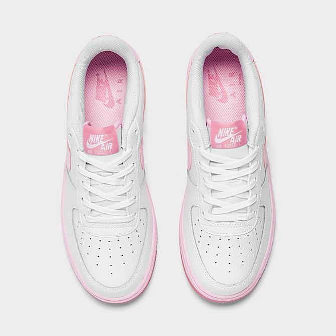 Back view of Girls' Big Kids' Nike Air Force 1 Low Casual Shoes in White/Elemental Pink/Medium Soft Pink/Pink Foam Click to zoom