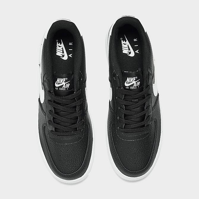 Back view of Big Kids' Nike Air Force 1 Low Casual Shoes in Black/White Click to zoom