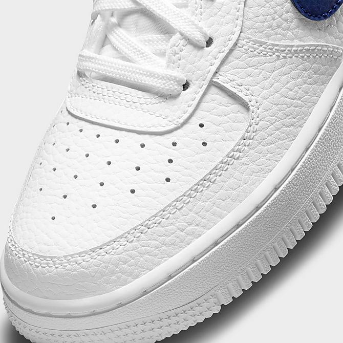 Front view of Big Kids' Nike Air Force 1 Low Casual Shoes in White/Deep Royal Blue-University Red Click to zoom