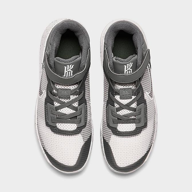 Back view of Little Kids' Nike Kyrie Flytrap 4 Hook-and-Loop Basketball Shoes in Summit White/White/Smoke Grey/Light Smoke Grey/Forest Green Click to zoom