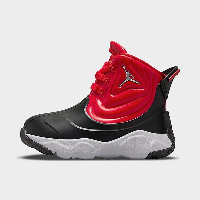 Right view of Boys' Toddler Jordan Drip 23 Rain Boots in Black/Cement Grey/Gym Red Click to zoom