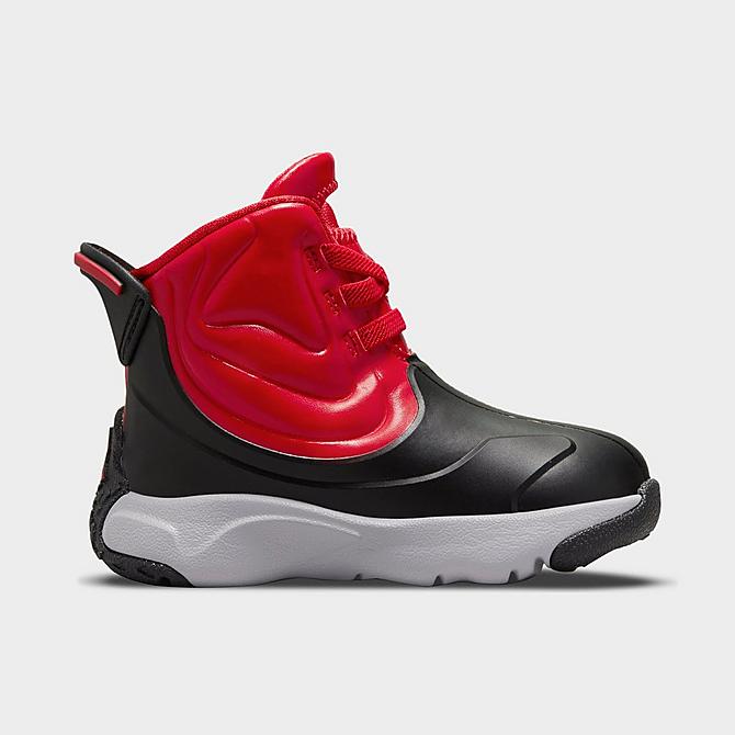 Front view of Boys' Toddler Jordan Drip 23 Rain Boots in Black/Cement Grey/Gym Red Click to zoom