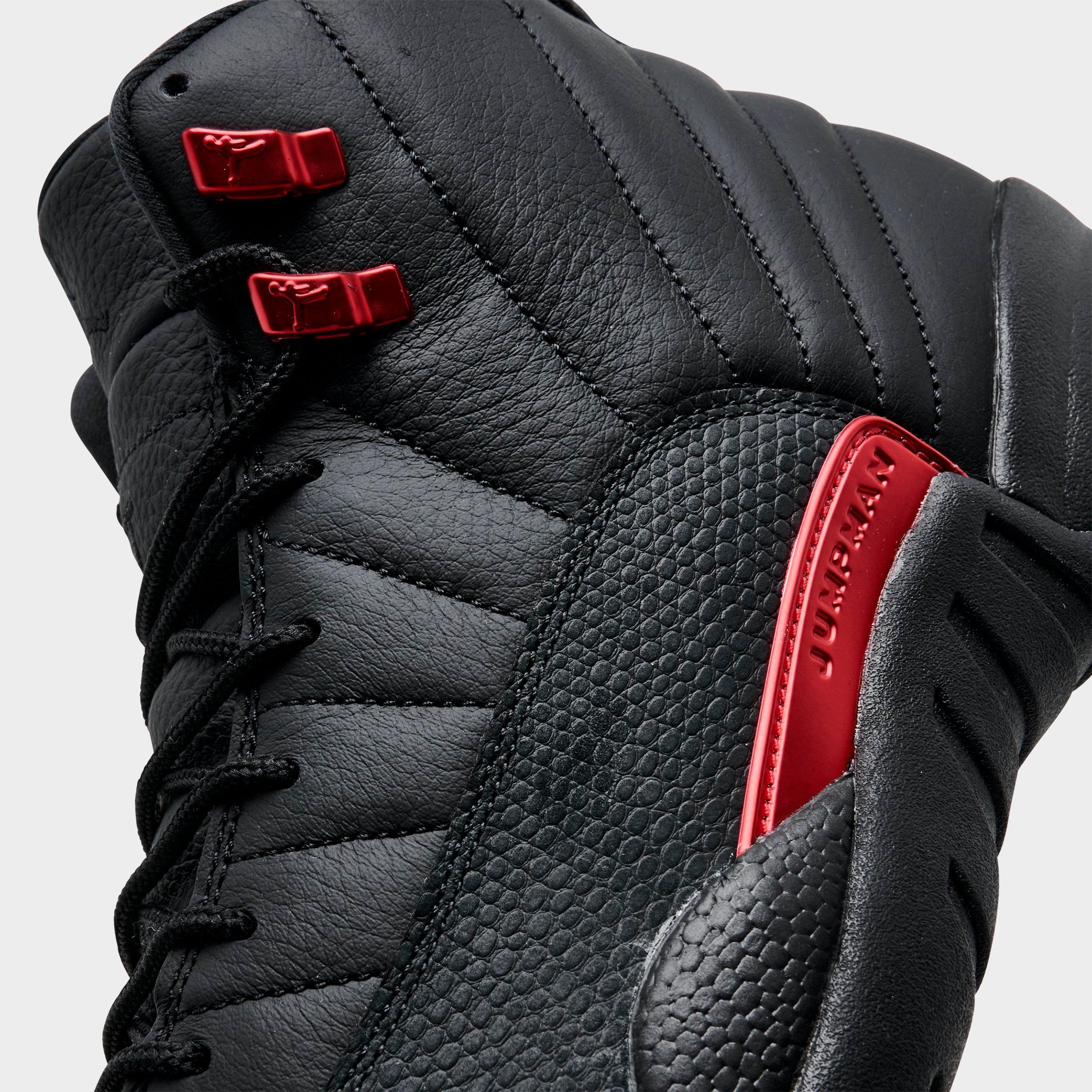 Jordan Men Basketball Shoes Leather Nubuck 12 Retro Flu Game Black Red Size 12 Jordan 12 Retro Black and Varsity Red Men main image 4