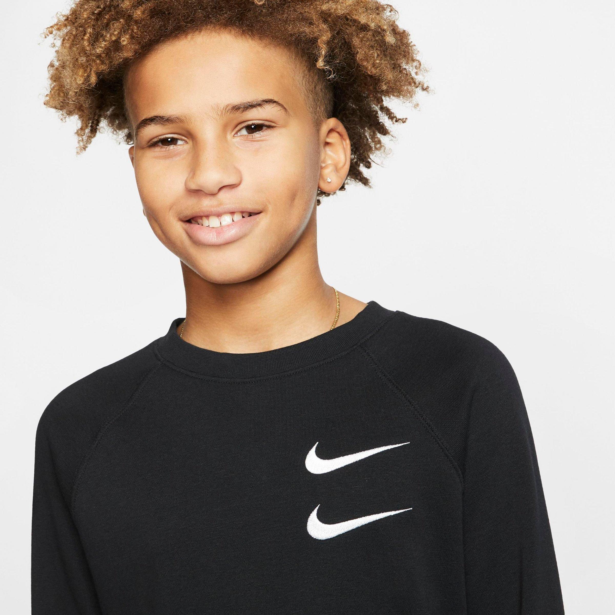 nike swoosh crew neck sweat in black