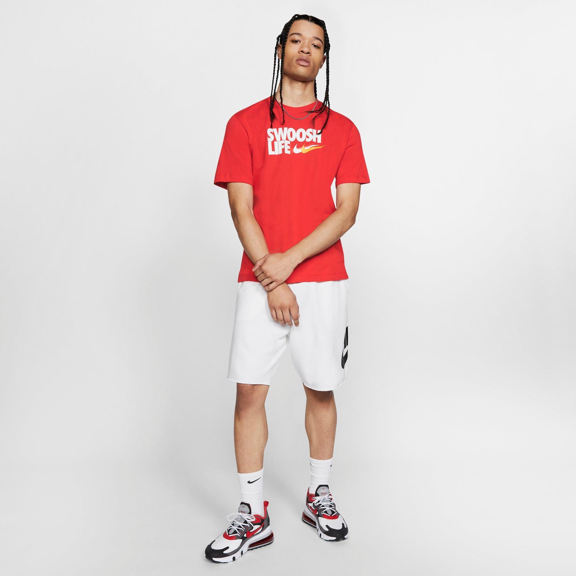 red nike swoosh shirt