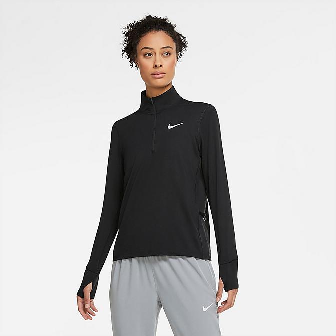 Front view of Women's Nike Element Dri-FIT Half-Zip Running Top in Black Click to zoom