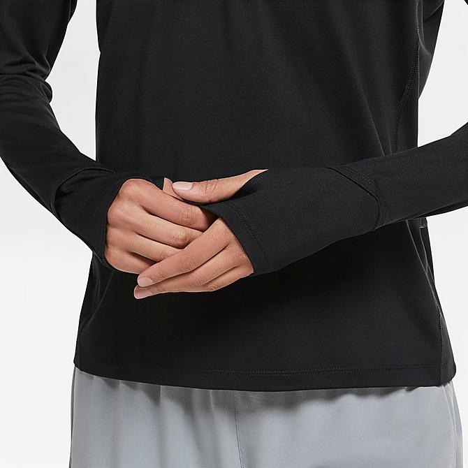 On Model 5 view of Women's Nike Element Dri-FIT Half-Zip Running Top in Black Click to zoom