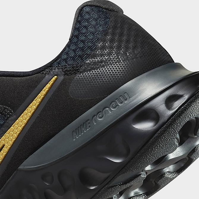Front view of Men's Nike Renew Run 2 Running Shoes in Black/Dark Smoke Grey/Metallic Gold Click to zoom