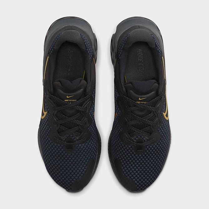 Back view of Men's Nike Renew Run 2 Running Shoes in Black/Dark Smoke Grey/Metallic Gold Click to zoom