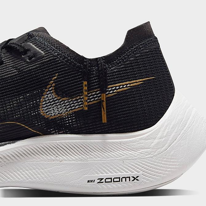 Front view of Men's Nike ZoomX Vaporfly Next% 2 Running Shoes in Black/White/Metallic Gold Coin Click to zoom