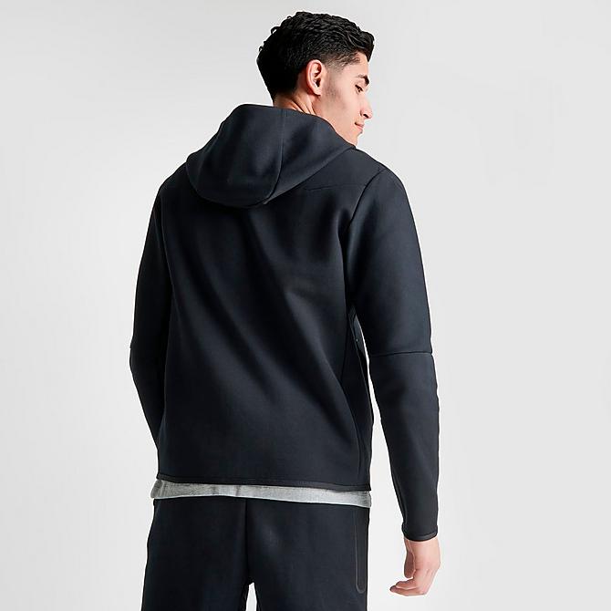 Back Right view of Men's Nike Sportswear Tech Fleece Taped Full-Zip Hoodie in Black Click to zoom