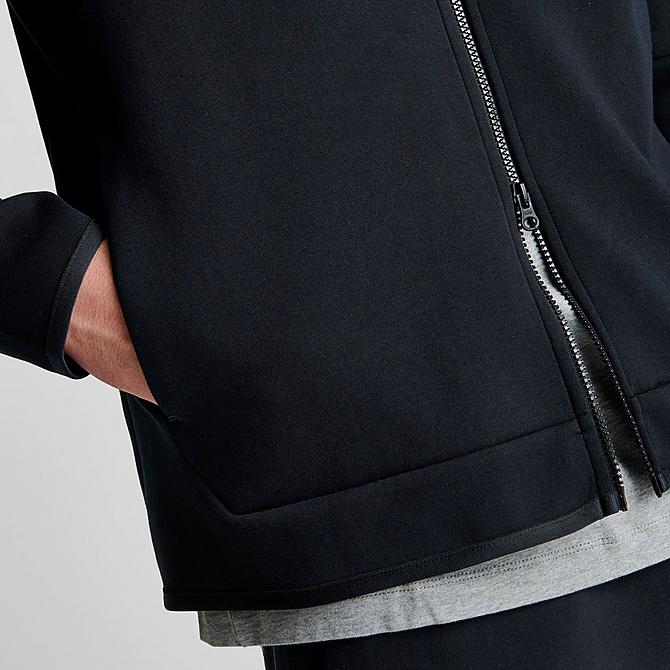 On Model 6 view of Men's Nike Sportswear Tech Fleece Taped Full-Zip Hoodie in Black Click to zoom