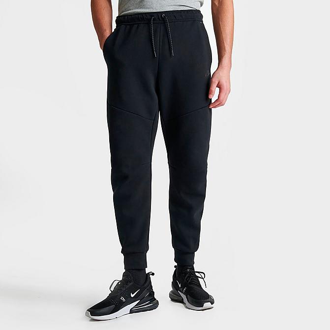 Front view of Nike Tech Fleece Taped Jogger Pants in Black Click to zoom