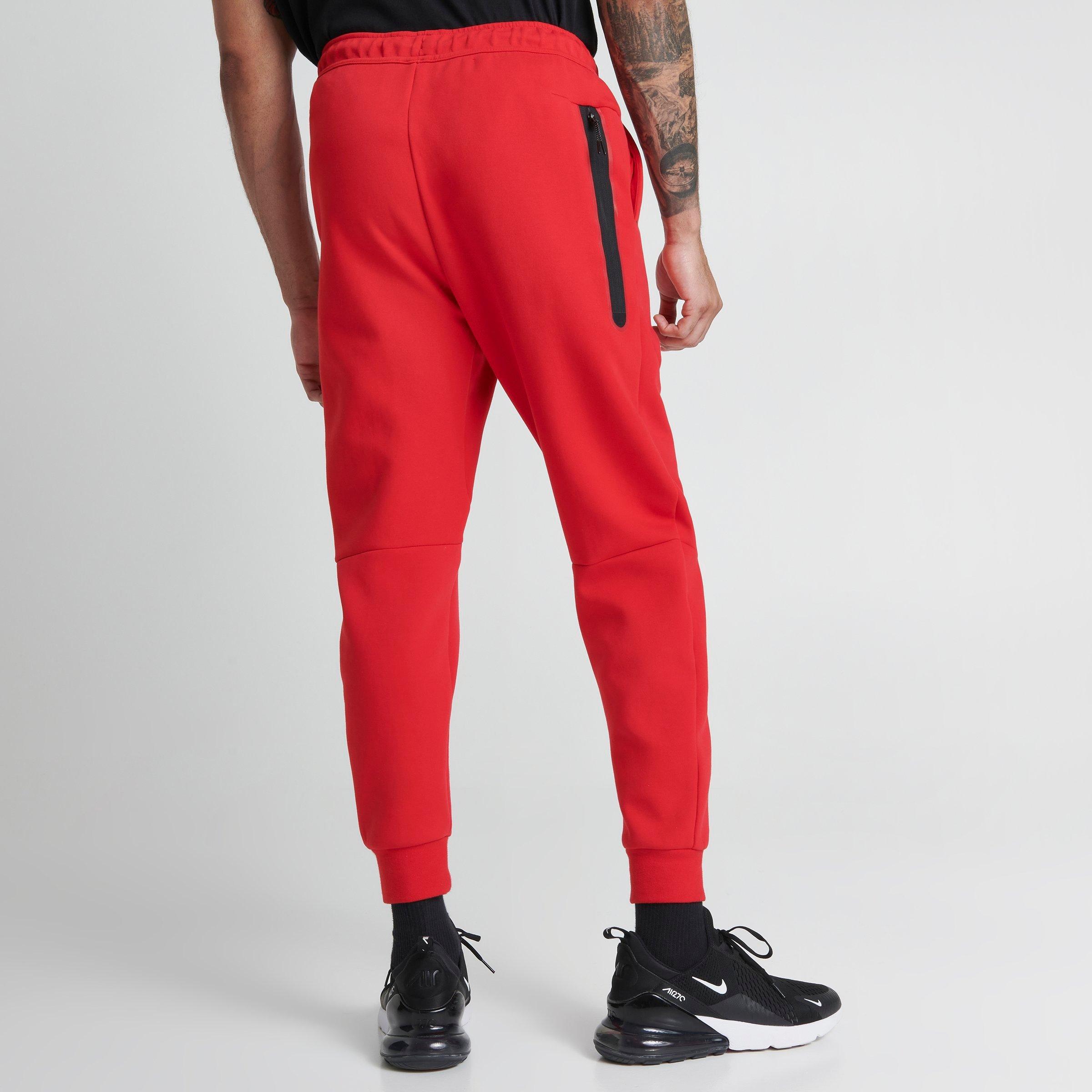 red tech fleece pants