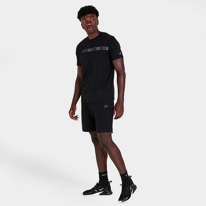Front Three Quarter view of Men's Nike Sportswear Tech Fleece Shorts in Black/Black Click to zoom