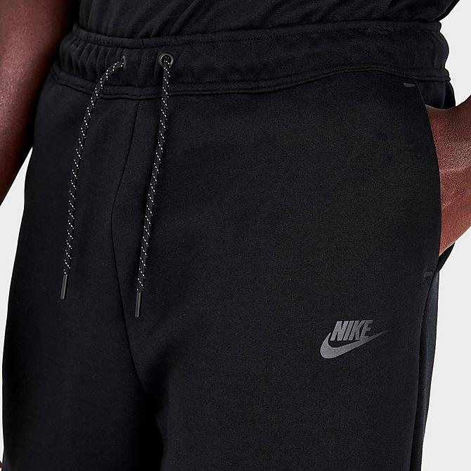 On Model 5 view of Men's Nike Sportswear Tech Fleece Shorts in Black/Black Click to zoom