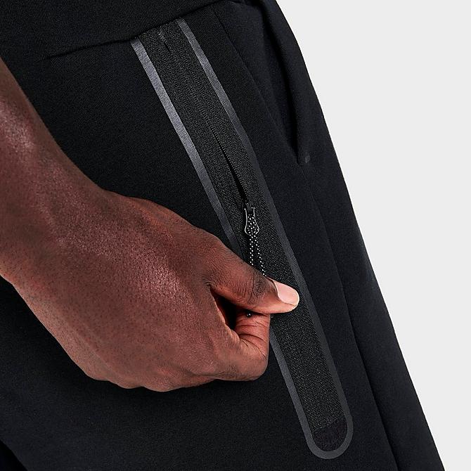 On Model 6 view of Men's Nike Sportswear Tech Fleece Shorts in Black/Black Click to zoom