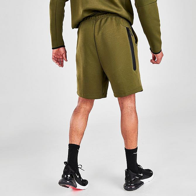 Back Right view of Men's Nike Sportswear Tech Fleece Shorts in Rough Green/Black Click to zoom