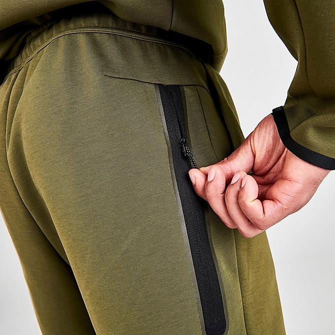 On Model 6 view of Men's Nike Sportswear Tech Fleece Shorts in Rough Green/Black Click to zoom