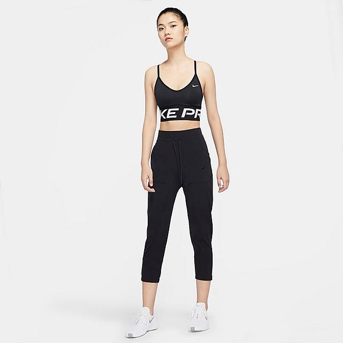Front view of Women's Nike Bliss Luxe Cropped Training Pants in Black/Clear Click to zoom