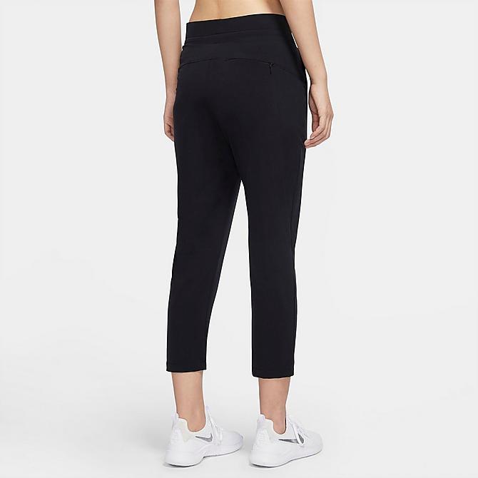 Back Left view of Women's Nike Bliss Luxe Cropped Training Pants in Black/Clear Click to zoom