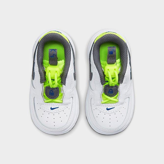 Back view of Kids' Toddler Nike Air Force 1 Toggle Casual Shoes in White/Iron Grey/Volt/Game Royal Click to zoom