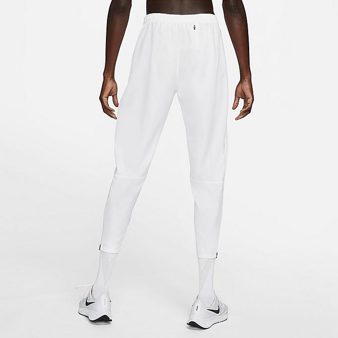 Back Left view of Men's Nike Essential Woven Running Pants in White/White/Reflective Silver Click to zoom