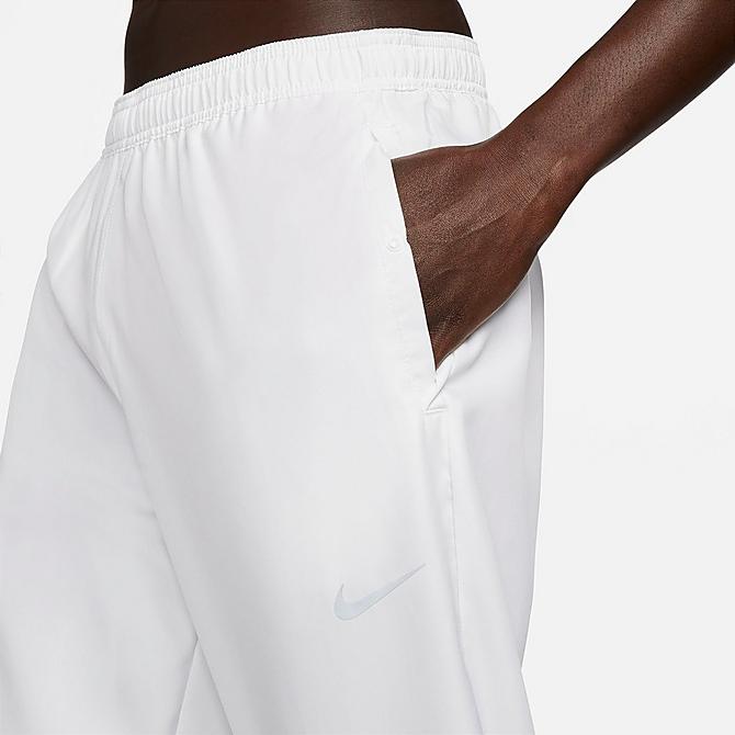 Back Right view of Men's Nike Essential Woven Running Pants in White/White/Reflective Silver Click to zoom