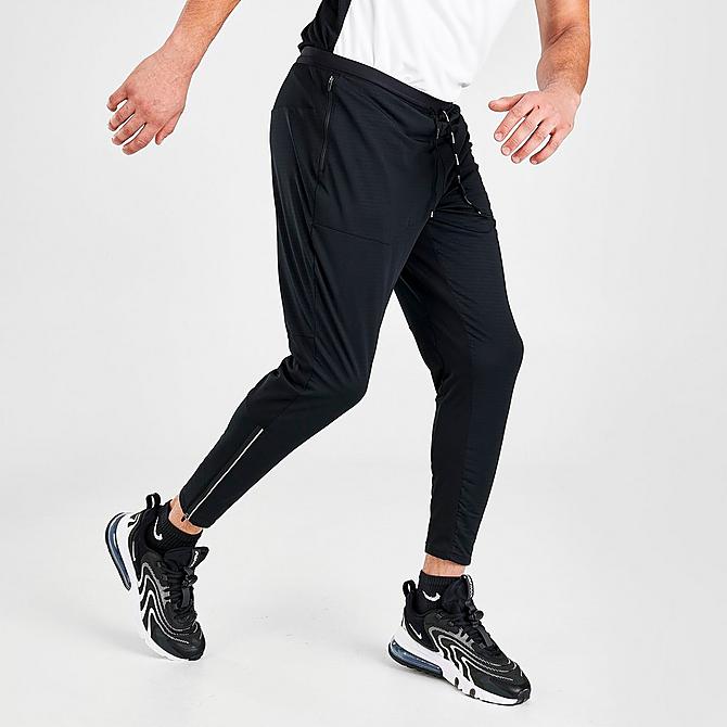 Back Left view of Men's Nike Phenom Elite Knit Running Pants in Black/Black/Reflective Silver Click to zoom