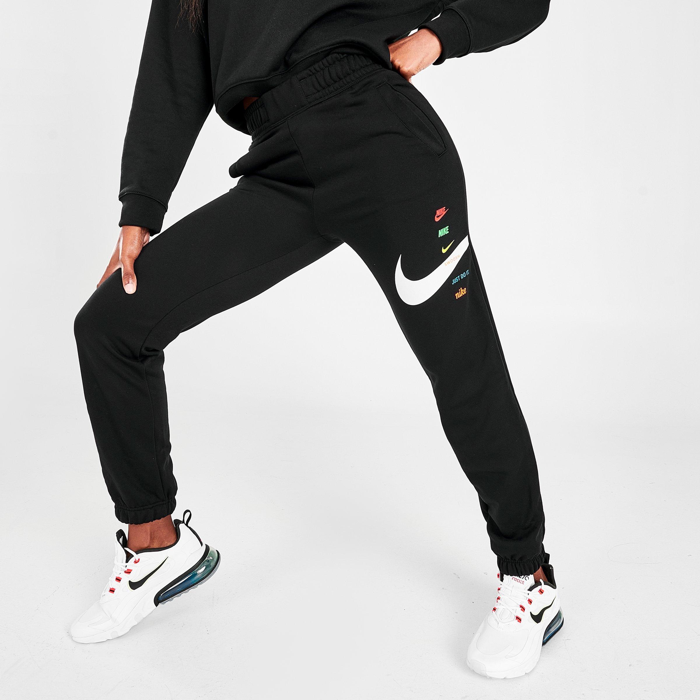 nike swoosh joggers black