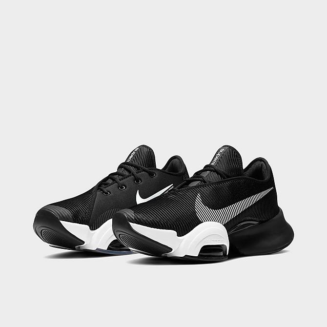 Three Quarter view of Women's Nike Air Zoom SuperRep 2 Training Shoes in Black/Black/Dark Smoke Grey/White Click to zoom