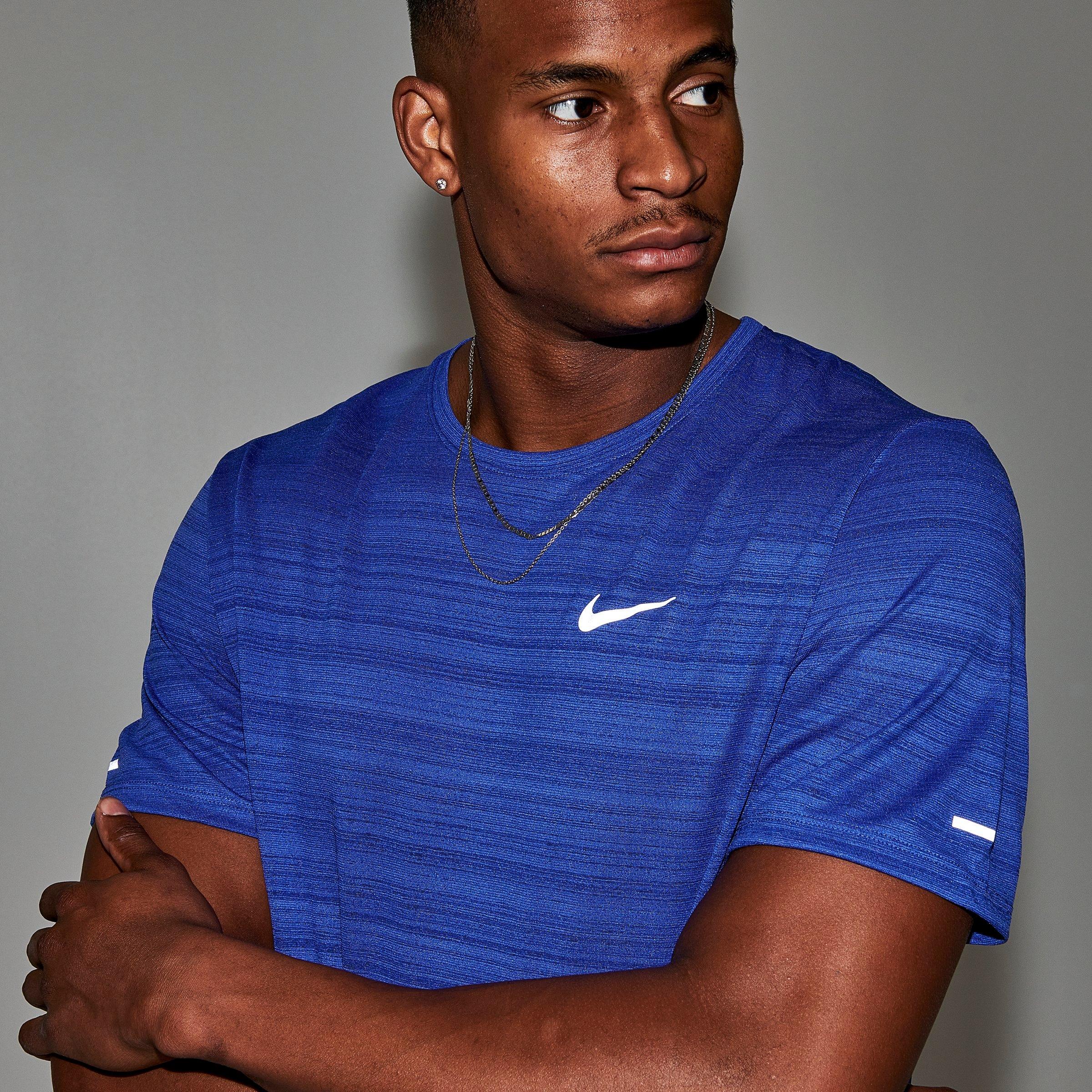 dri fit miler blue t shirt