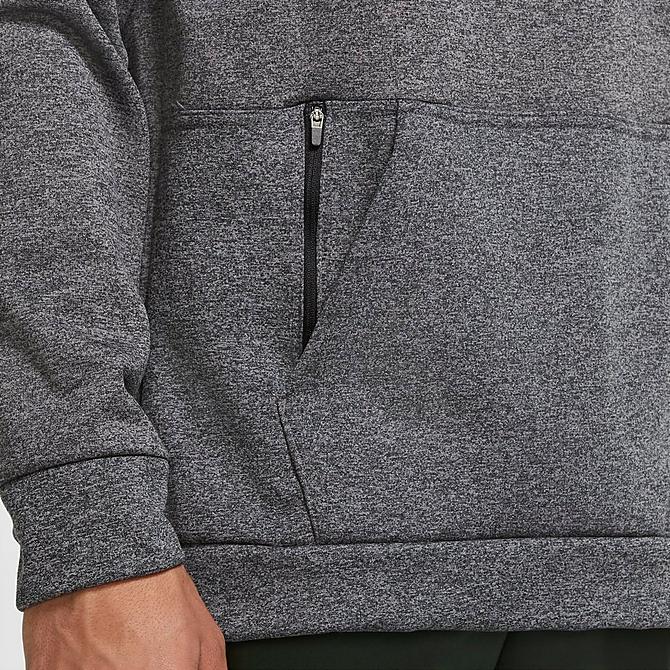 On Model 5 view of Men's Nike Therma Half-Zip Sweatshirt in Charcoal Heather/Black Click to zoom