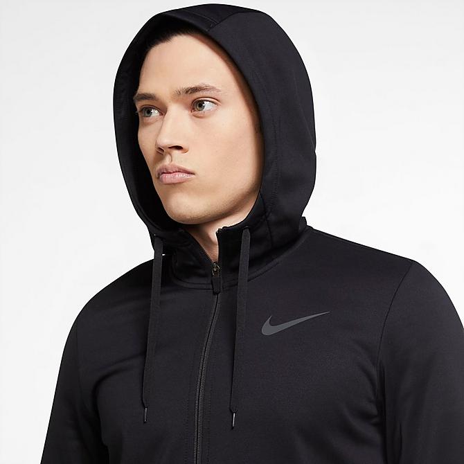 Back Right view of Men's Nike Therma Training Full-Zip Hoodie in Black/Dark Grey Click to zoom