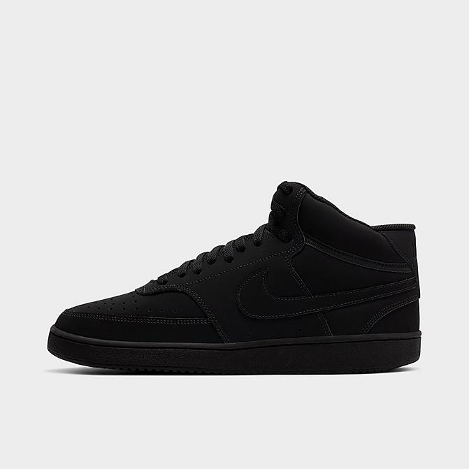 Right view of Men's Nike Court Vision Mid Casual Shoes in Black/Black Click to zoom