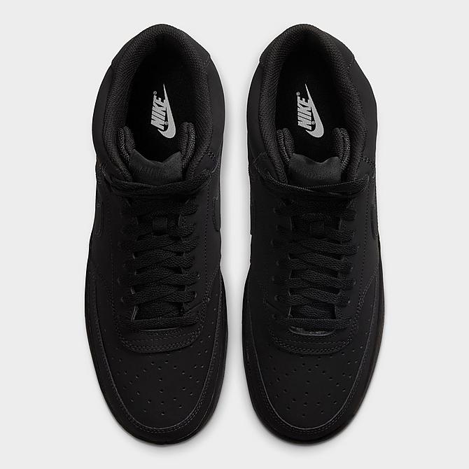Back view of Men's Nike Court Vision Mid Casual Shoes in Black/Black Click to zoom