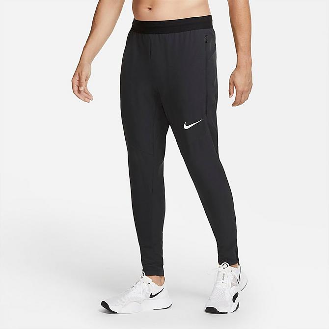 Front Three Quarter view of Men's Nike Therma Sphere Woven Jogger Pants in Black/White Click to zoom