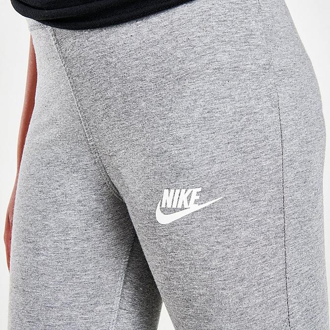 On Model 5 view of Girls' Nike Sportswear Favorites High-Rise Leggings in Carbon Heather/White Click to zoom