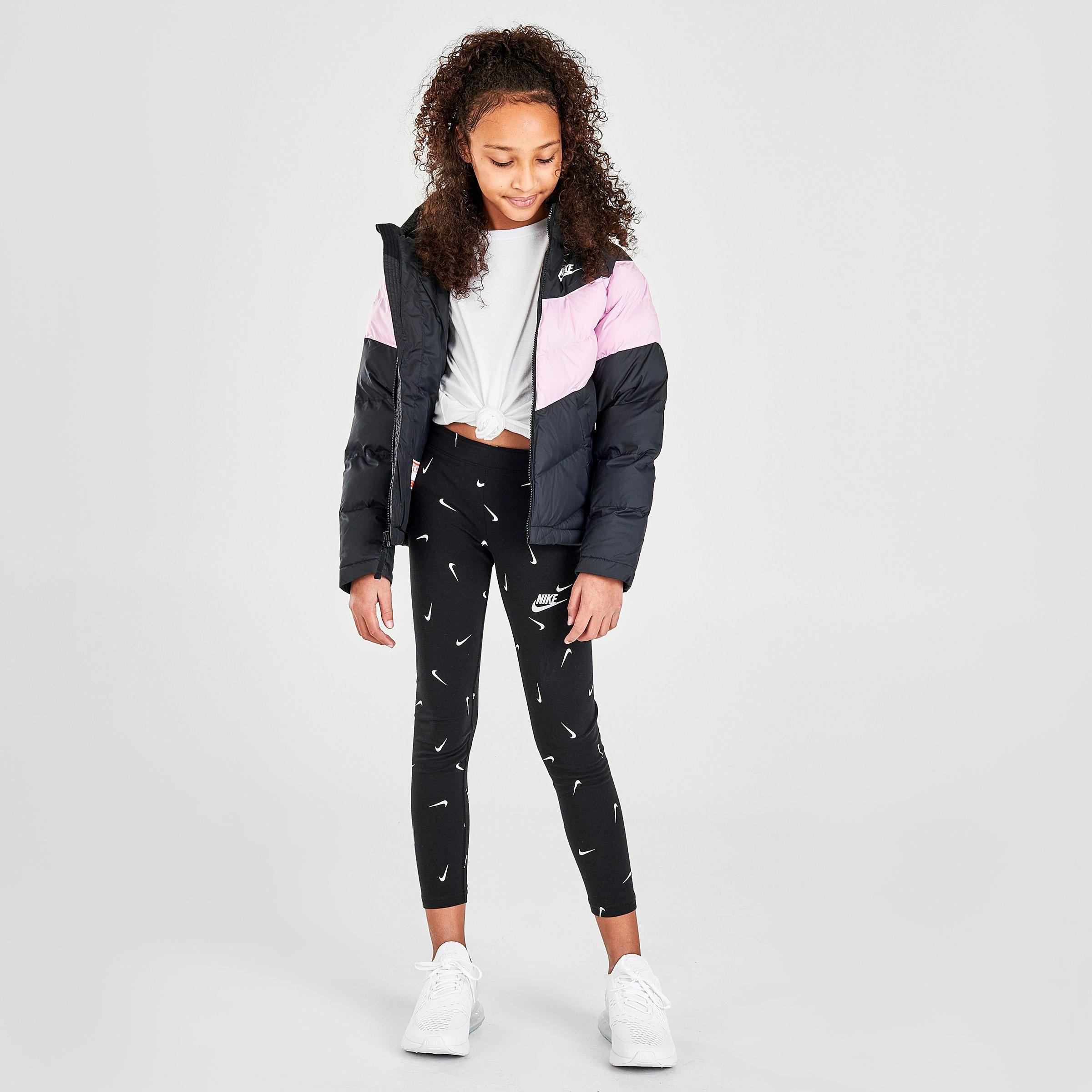pink and black nike puffer jacket