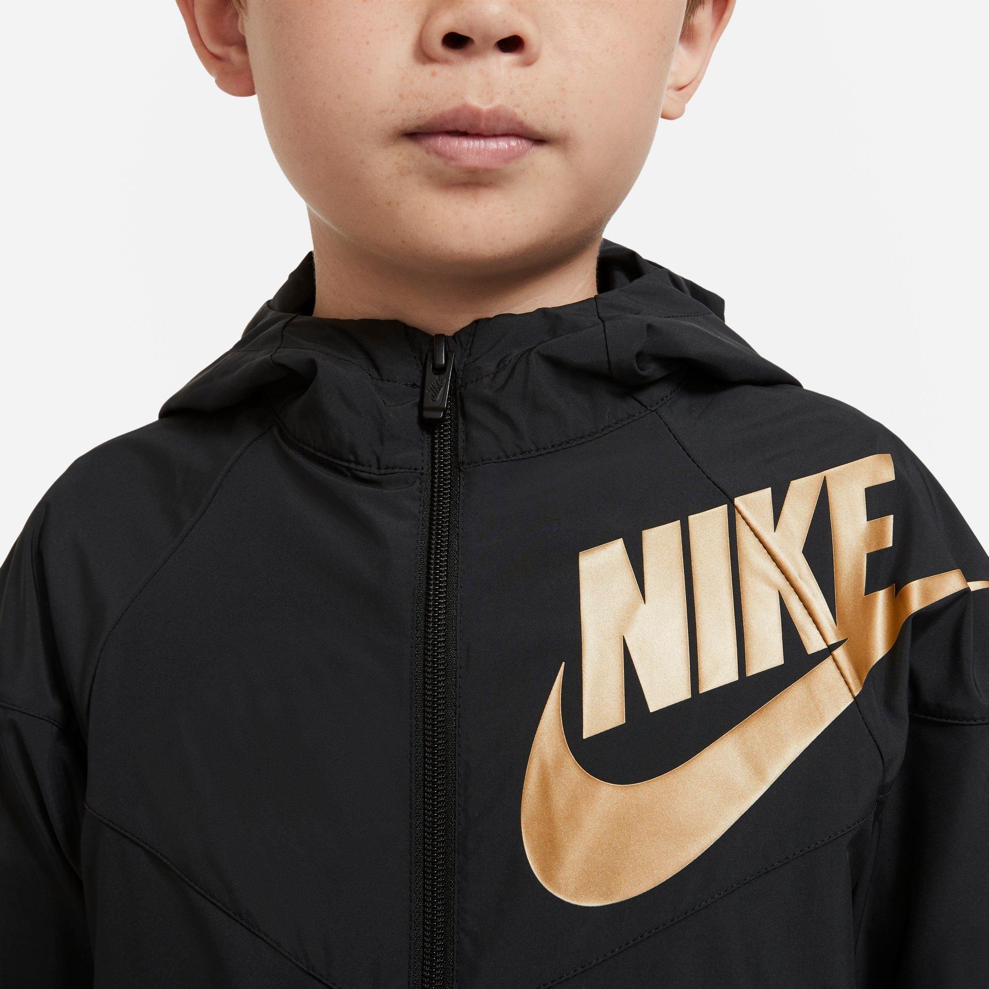 black and gold nike windbreaker